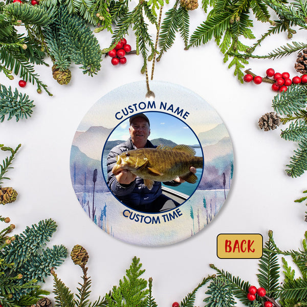 Personalized Fishing Remembrance Ornament - Fishing in Heaven's Shore 2 Sided Circle Ornament Fishing Memorial Gift Sympathy Gift for Loss Father Dad Fisherman In Loving Memory - JOR64