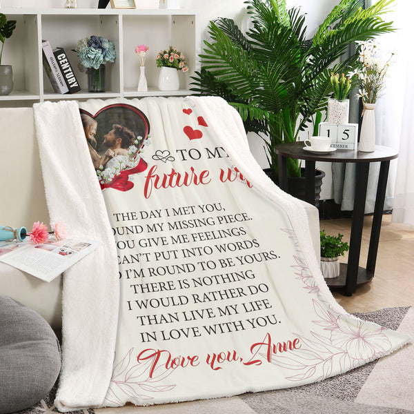 Custom Blanket with Pictures| To My Future  Wife Blanket| My Wife Blanket| Valentine’s  Day Gifts| Best Gift for Your Life Partner| To  My Wife Blanket| Valentines Blanket BP60 Myfihu