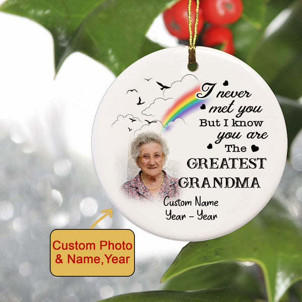 Grandma Memorial Ornament - Greatest Grandma, Christmas in Heaven Remembrance Home Decor, Memorial Gift for Baby Loss of Grandma| NOM133