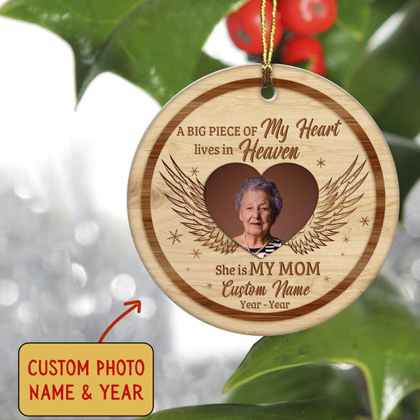 Mom Memorial Ornament - In Loving Memory of Mom, Christmas in Heaven, Christmas Remembrance Home Decor, Memorial Gift for Loss of Mother| NOM101