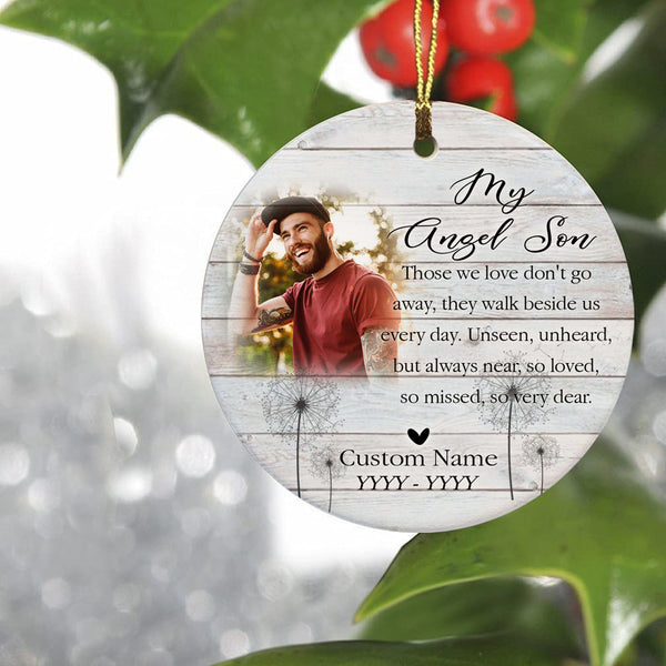 Angel Son memorial ornament, Christmas memorial gift for loss son, remembrance ornament home decor| ONT124