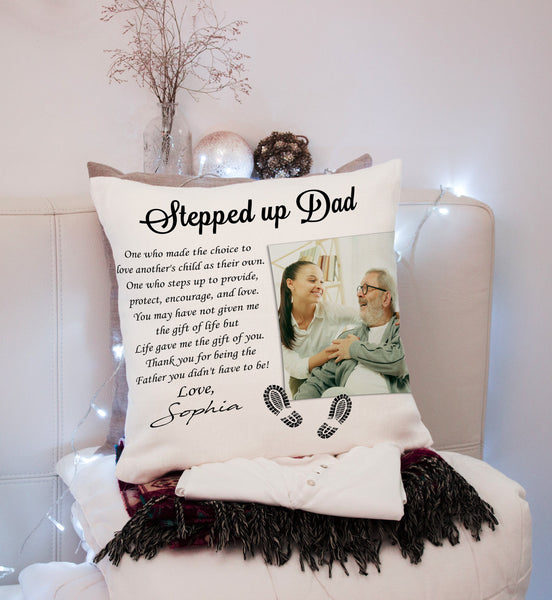Step up Dad Personalized Pillow (Insert Included) Father's Day Gift for Bonus Dad 1-side Print| NPL163