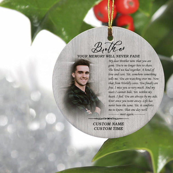 Brother Memorial Ornament - Brother in Memory, Christmas in Heaven, Brother Remembrance Home Decor, Memorial Gift for Loss of Brother| NOM185