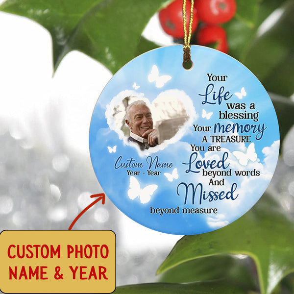 Custom Memorial Ornament - Remembering A Loved One, Christmas in Heaven, In Memory Home Decor for Loss of Father, Mother, Son, Brother| NOM34