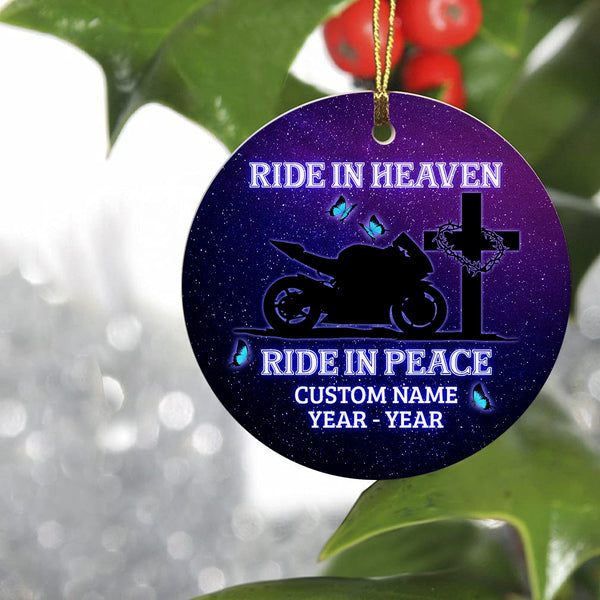 Personalized Memorial Ornament Sympathy Gift for Motorcycle Lovers Christmas Remembrance Home Decor ODT13