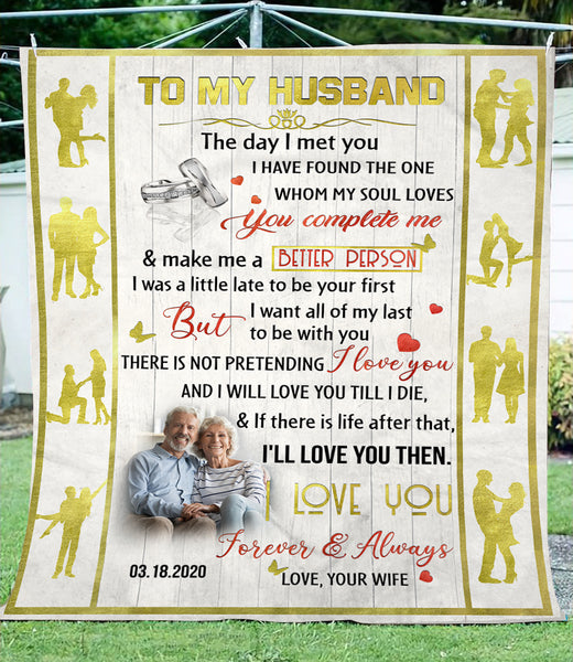 Customized Love Blanket to My Husband|  Personalized Blanket for Husband from Wife|  The Day I Met You| How We Dance in Life  Together| Anniversary Blanket for Him  on Birthday, Christmas BP46 Myfihu