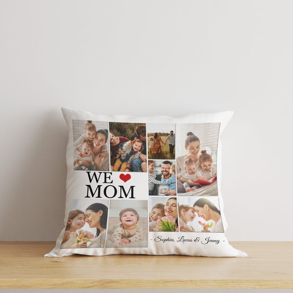 We Love Mom Personalized Pillow, Mom Grandma Mother's Day Gift, New Mommy Birthday Christmas Keepsake| NPL28
