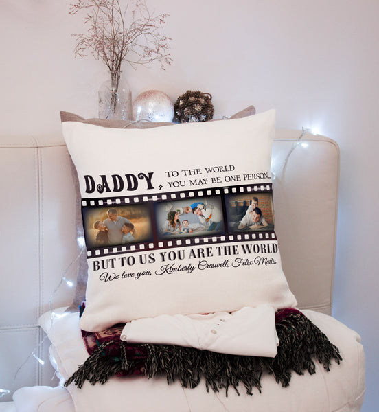 Daddy Personalized Pillow (Insert Included) Happy Father's Day Gift Custom Photo Collage 1-side Print| NPL109