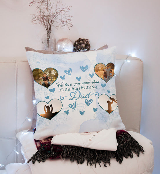 Love Dad Personalized Pillow (Insert Included) Father's Day Gift Custom Photo Pillow 1-side Print NPL123