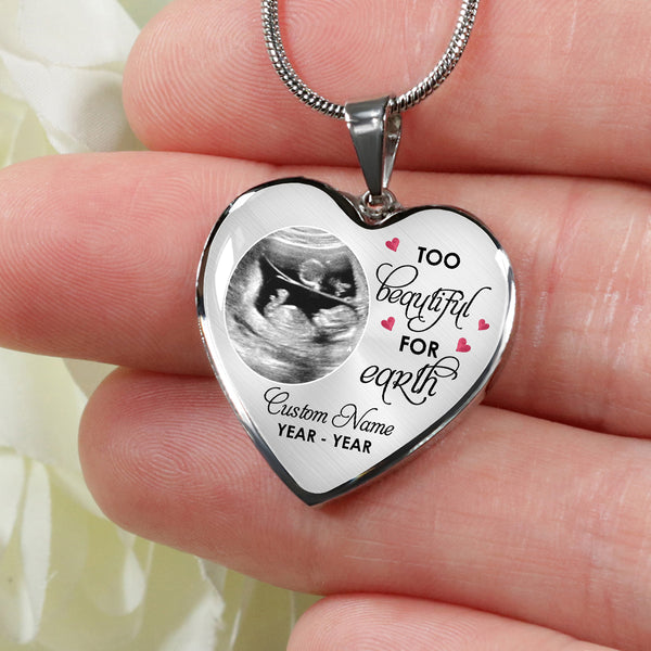 Footprints memorial necklace - Angel baby in heaven, Miscarriage jewelry, Infant pendant loss gift NNT47