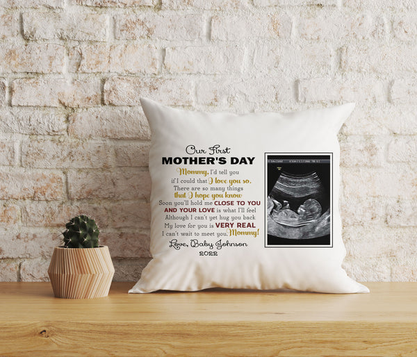First Mother's Day Custom Sonogram Pillow, Mom to Be 1st Time Mother, New Mom Pregnant Mom Gift| NPL34