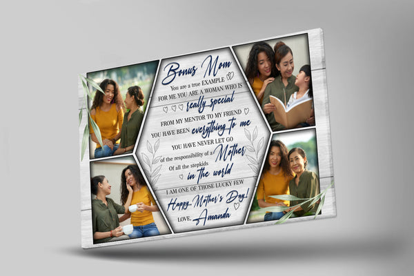 Bonus Mom Personalized Canvas Photo Collage, Step Mom Mother's Day Gift for Bonus Mother| N2513
