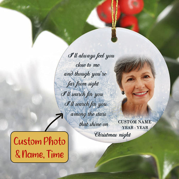 Personalized Memorial Ornament - Christmas in Heaven, Remembrance Home Decor, Memorial Gift for Loss of A Loved One, Loss of Mother Father| NOM77