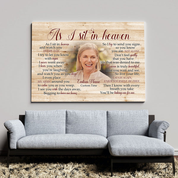 Sympathy gift for loss of Father Mother, As I sit in heaven Canvas/poster for loss of loved one - VTQ181