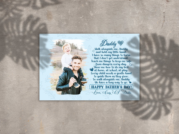 Personalized Canvas| Daddy Walk Alongside Me| Happy Father's Day| New Dad Special Gift, First Time Daddy, New Baby Gift| N1519