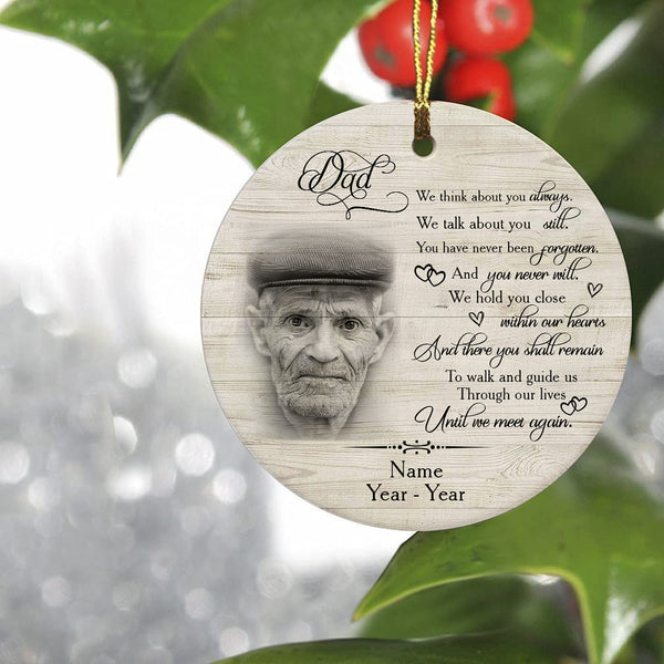 Dad Memorial Ornament - Until We Meet Again, Christmas in Heaven, Dad Remembrance Home Decor, Memorial Gift for Loss of Father in Memory| NOM82