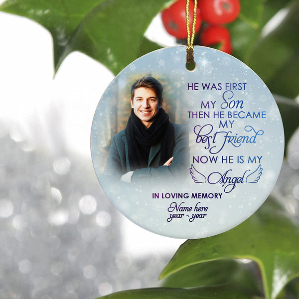 Son Memorial Ornament - My Angel Son, Christmas in Heaven, Son Remembrance Home Decor, Memorial Gift for Loss of Son in Memory, Loss of Child| NOM143