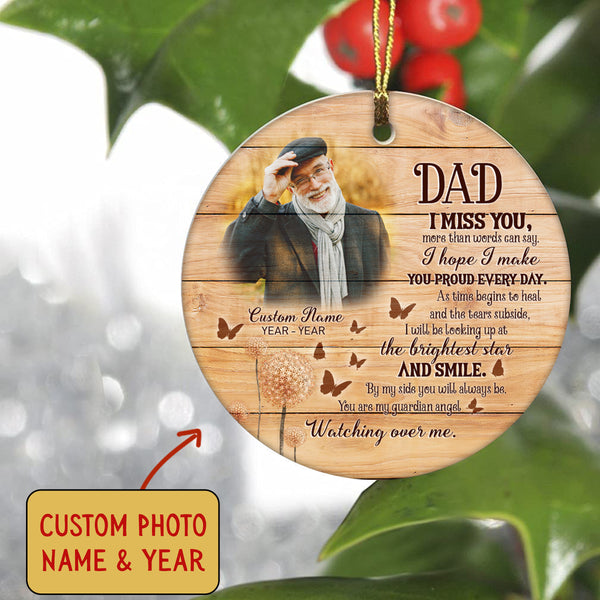 Dad Memorial Ornament - Dad I Miss You, Christmas Dad Remembrance Home Decor, Memorial Gift for Loss of Father in Memory| NOM194