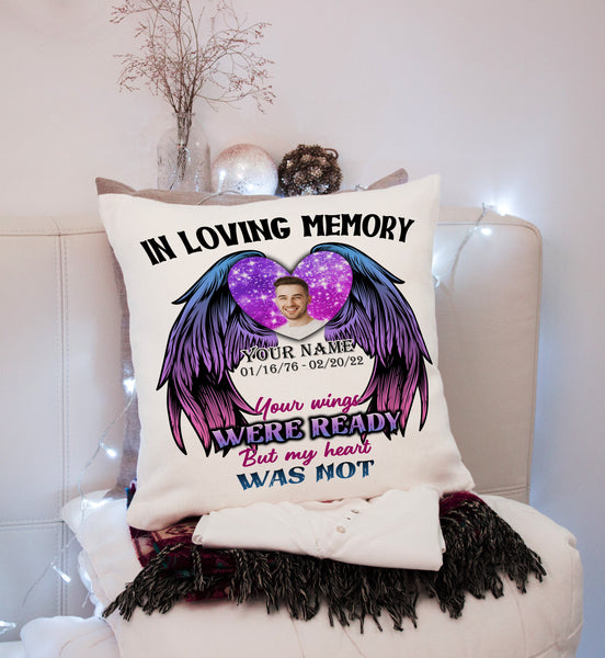 In Loving Memory Personalized Memorial Pillow Remembrance Loved One in Heaven Sympathy Gift 1-side Print| NPL83