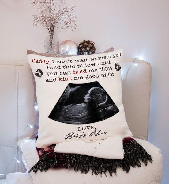 First Fathers Day Personalized Pillow (Insert Included) Custom Sonogram Gift for Dad to Be 1-side Print NPL122