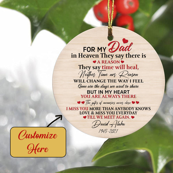Personalized Father Memorial Circle Ornament - For My Dad Ornament Custom Dad Photo 2 Sided Ornament Custom Dad Memorial Dad Sympathy Dad Remembrance Ornament - JOR42