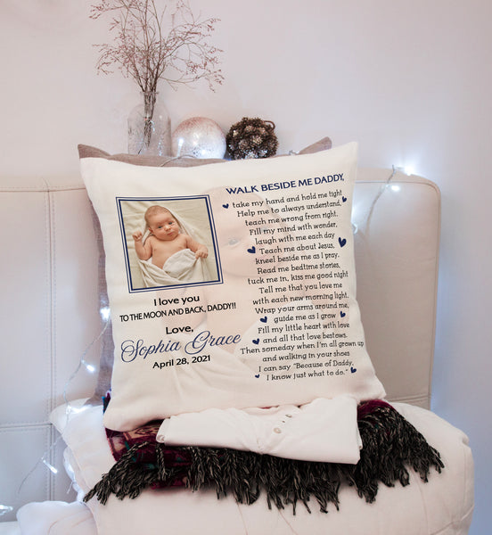 New Dad Personalized Pillow (Insert Included) Custom Photo Happy First Father's Day Gift 1-side Print| NPL98