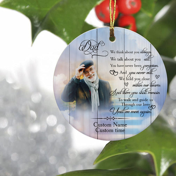 Dad Memorial Ornament - Until We Meet Again, Christmas in Heaven, Dad Remembrance Home Decor, Memorial Gift for Loss of Father in Memory| NOM164