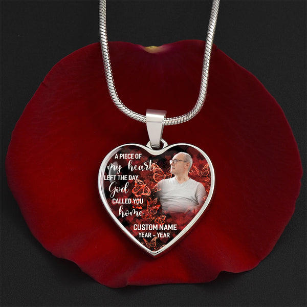 Custom rememberance necklace with photo| A piece of my heart| Memorial jewelry sympathy loss gift NNT25