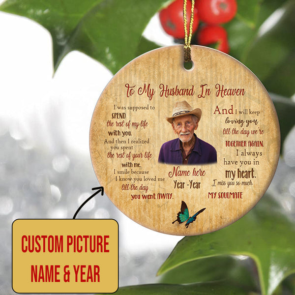 Husband Memorial Ornament - My Angel Husband, Christmas in Heaven, Husband Remembrance Home Decor, Memorial Gift for Loss of Husband| NOM163