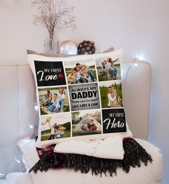 Dad Personalized Pillow (Insert Included) Fathers Day Gift Daddy Custom Photo Collage 1-side Print| NPL167