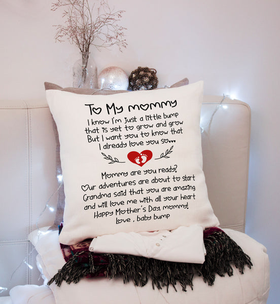 Mom To Be Cute Pillow (Insert Included) First Mother's Day Gift To My Mommy Throw Pillow 1-side Print| NPL111