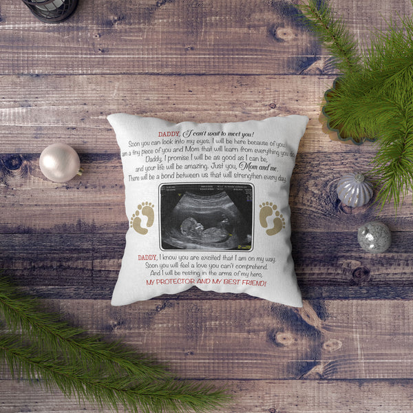 Dad to Be Personalized Pillow (Insert Included) Custom Sonogram First Father's Day Gift 1-side Print| NPL44