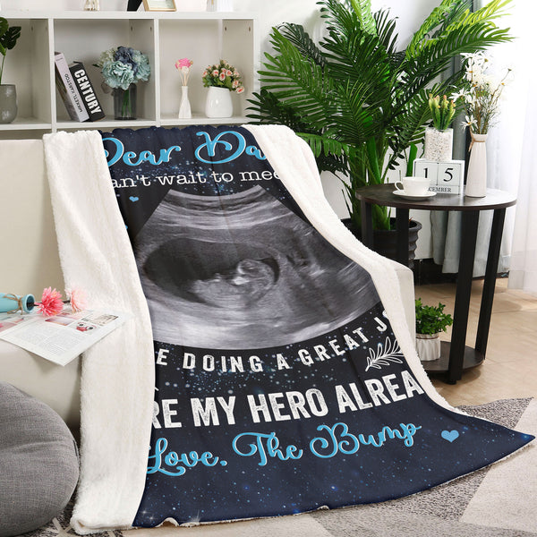 Dad To Be Blanket Personlized Sonogram Photo, First Father's Day Gift for Expecting Dad, 1st Time Father N2539