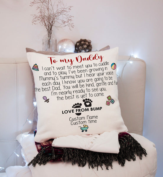 Custom New Dad Pillow| Can't Wait To Meet You| First Father's Day Gift for Husband 1st Time Dad To Be| JPL65