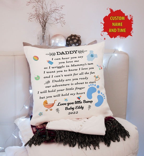 Personalized New Dad Pillow| Daddy Are You Ready| First Father's Day Gift for Husband, Expecting Dad| JPL64