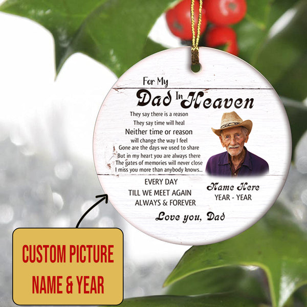 Dad Memorial Ornament - Until We Meet Again, Christmas in Heaven, Dad Remembrance Home Decor, Memorial Gift for Loss of Father in Memory| NOM173