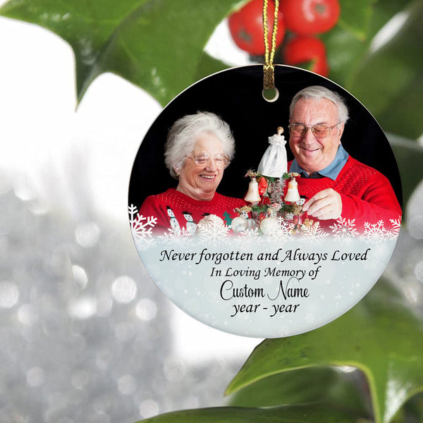 Memorial Ornament | Never Forgotten And Always Loved - Custom Ornament Christmas | Sympathy Ornament | Remembrance Ornament | Bereavement Gift for Loss in Christmas | TD41