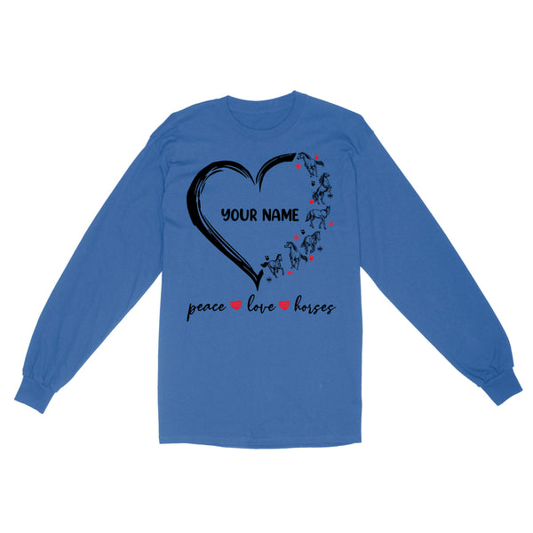 Peace love horses tattoo customized name horse shirt for girl, horse shirts D06 NQS2908 - Standard Long Sleeve