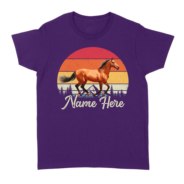 Custom Photo and name Horse retro Shirt, Horse Riding Shirt, Gift for Horse Lover D03 NQS3244 Women's T-shirt