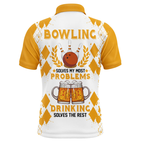 Funny Beer Bowling Men Polo Shirt, Personalized Team Short Sleeves Men Bowlers Jersey NBP18