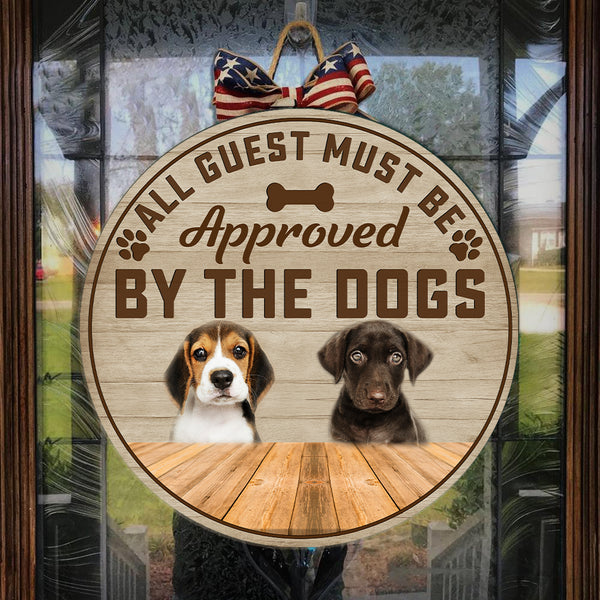 Personalized Dog Door Hanger| Approved By The Dogs - Wooden Welcome Sign Gift for Dog Lover, Dog Mom, Dog Dad| Dog Theme Decoration for Indoor Outdoor| JDH51