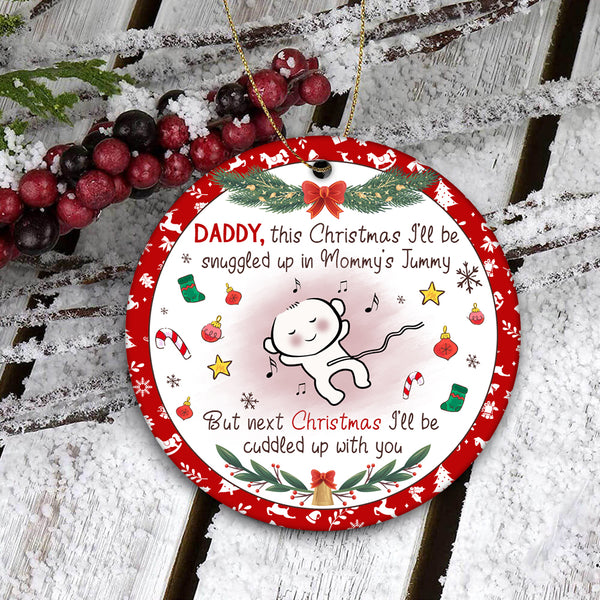 Dad to Be Christmas Ornament - Cute Ornament Gift for New Dad, Expecting Father on Christmas Baby Reveal Pregnancy Announcement| NOM139