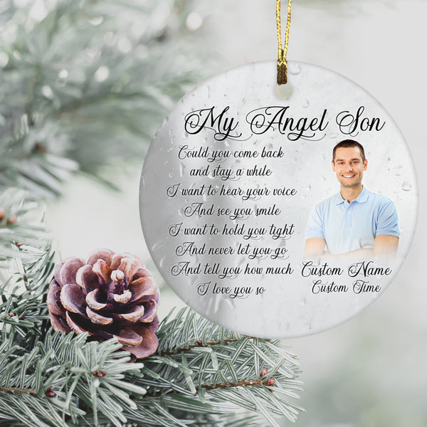 Angel Son memorial Christmas ornament, Son in heaven, remembrance ornament loss son, sympathy gift| ONT122