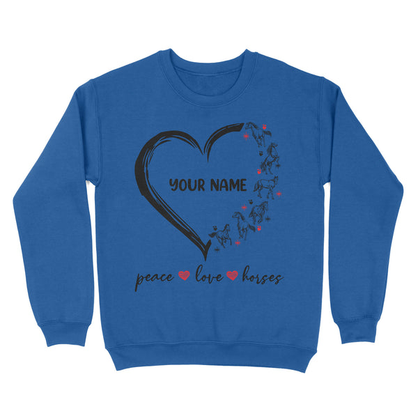 Peace love horses tattoo customized name horse shirt for girl, horse shirts D06 NQS2908 - Standard Crew Neck Sweatshirt