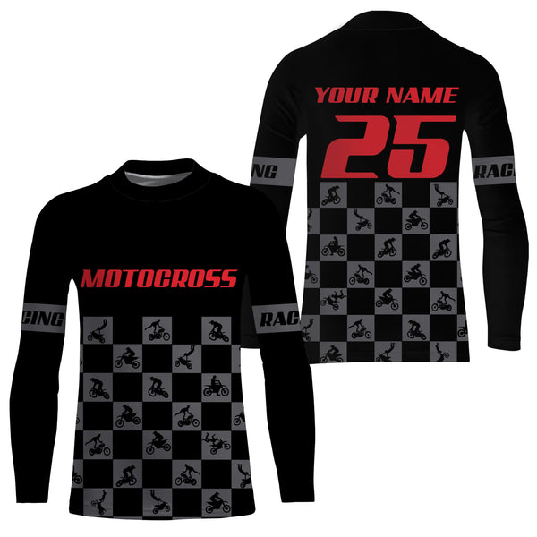 Custom motocross jersey UPF30+ kids men women dirt bike MX racing flag pattern motorcycle off-road NMS1025