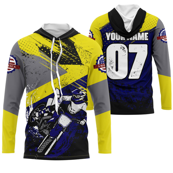 Kids youth adult jersey for dirt bike custom UV blue Motocross racing shirt off-road motorcycle PDT100