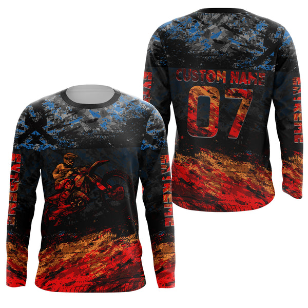 Kid men women orange Motocross jersey UPF30+ personalized MX shirt off-road racing motorcycle PDT07