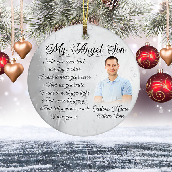 Angel Son memorial Christmas ornament, Son in heaven, remembrance ornament loss son, sympathy gift| ONT122