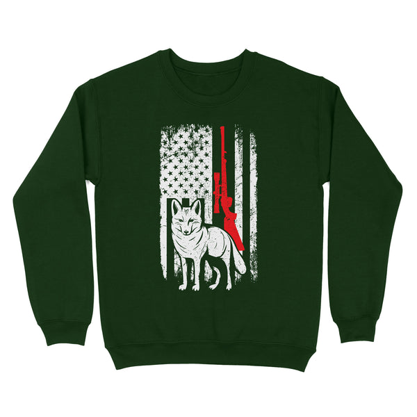 Coyote Hunting American Flag Shirts Predator Coyote Hunter Sweatshirt - FSD3053 D02