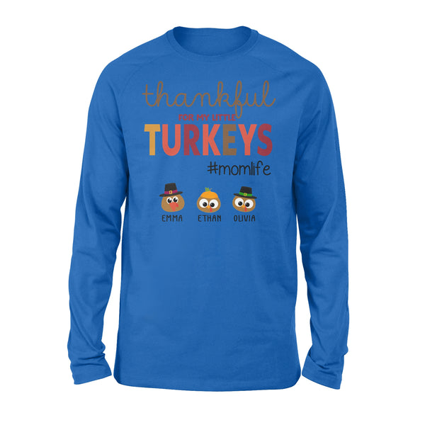 Custom name thankful for my little Turkeys personalized gif for mom - Standard Long Sleeve